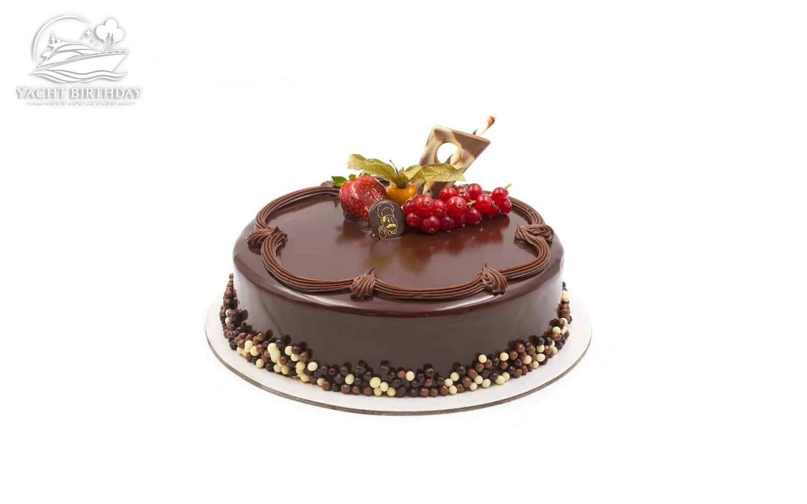 Chocolate truffle birthday cake yacht