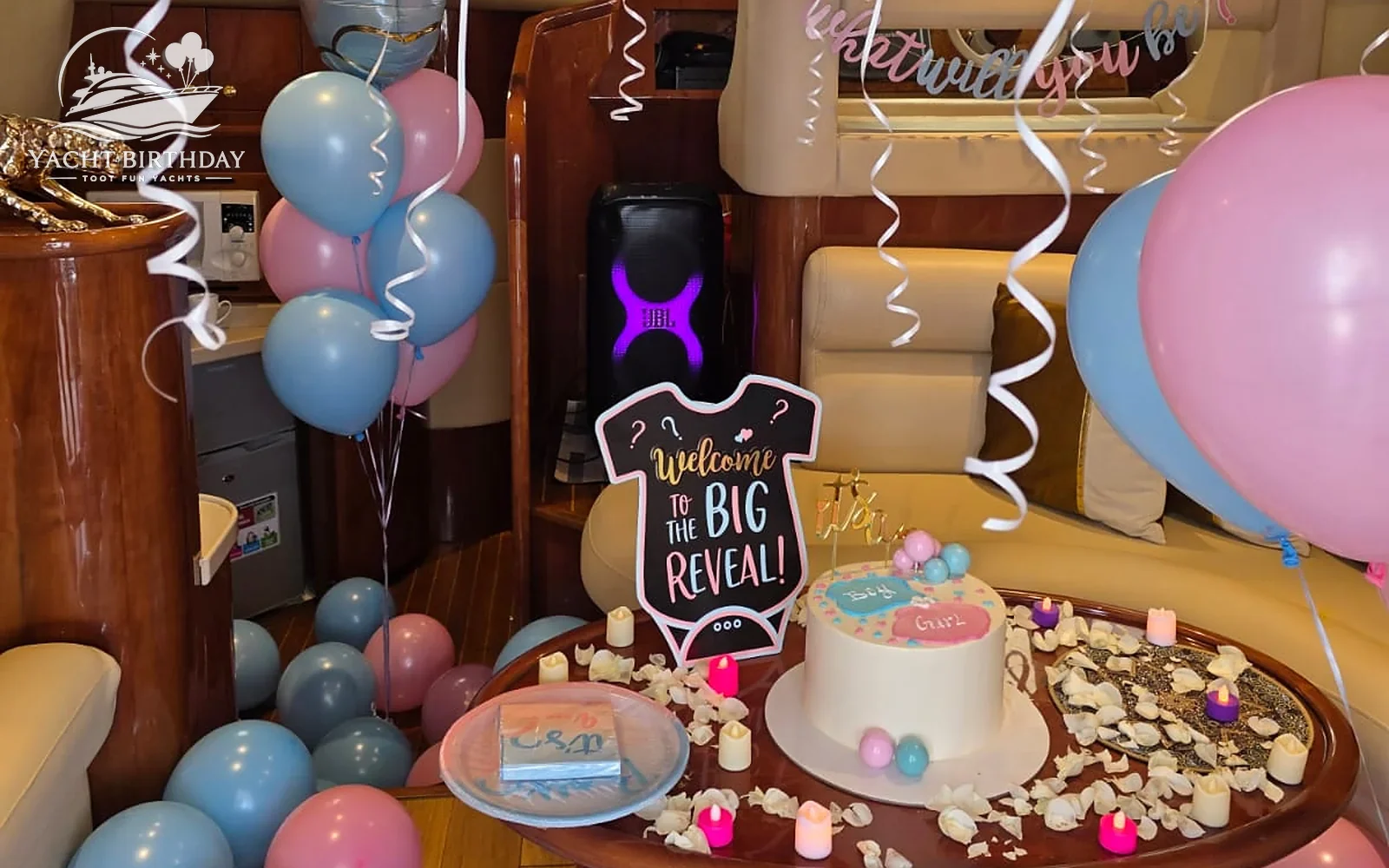 Gender reveal balloons yacht dubai