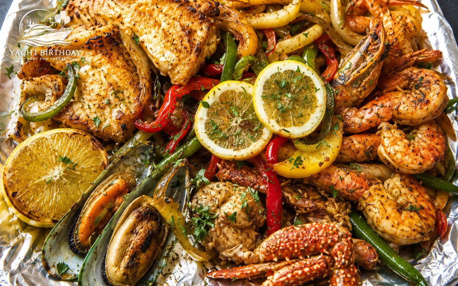 Mixed seafood platter yacht