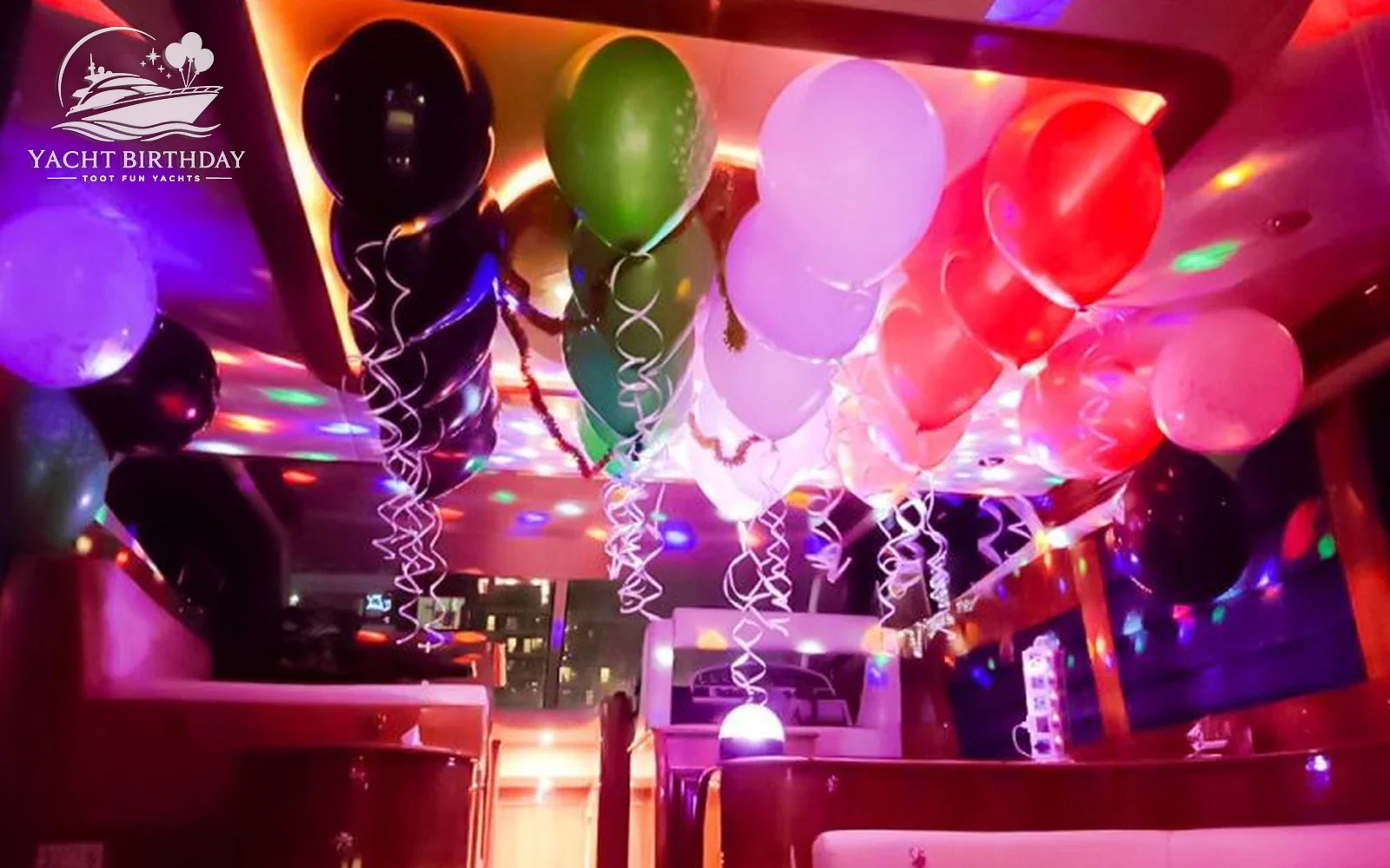 Party balloons lighting yacht dubai