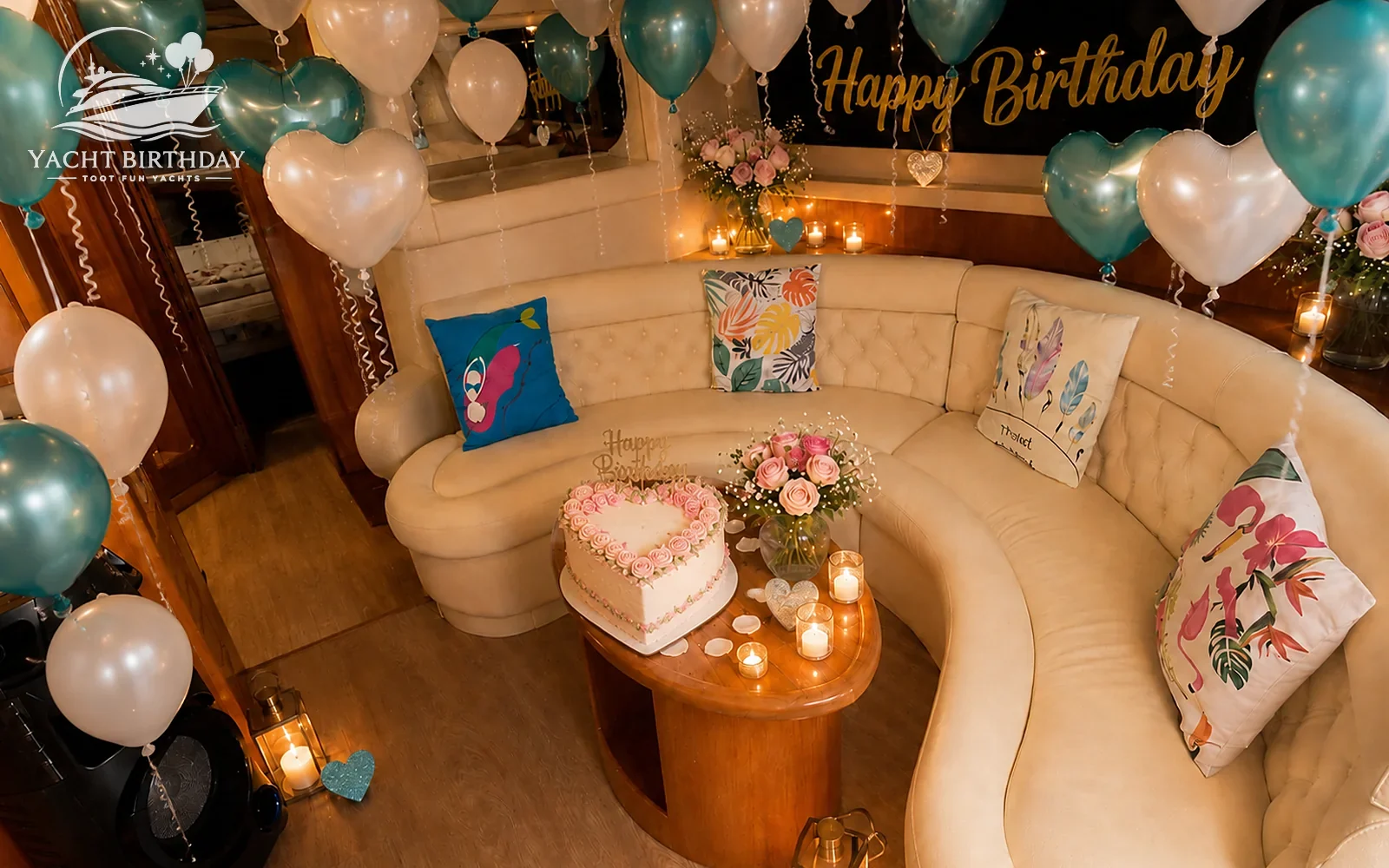 Turquoise birthday decor yacht dubai
